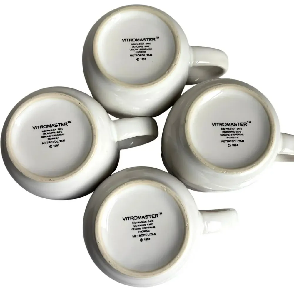 Vitromaster Metropolitan 1991 Coffee Mugs Set of 4 Colorful Art Deco Design